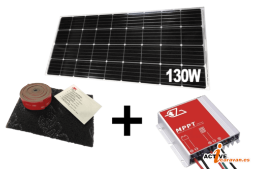 PACK PLUS Panel Solar 130W ESSENTIAL Regulador MPPT KIT PEGADO